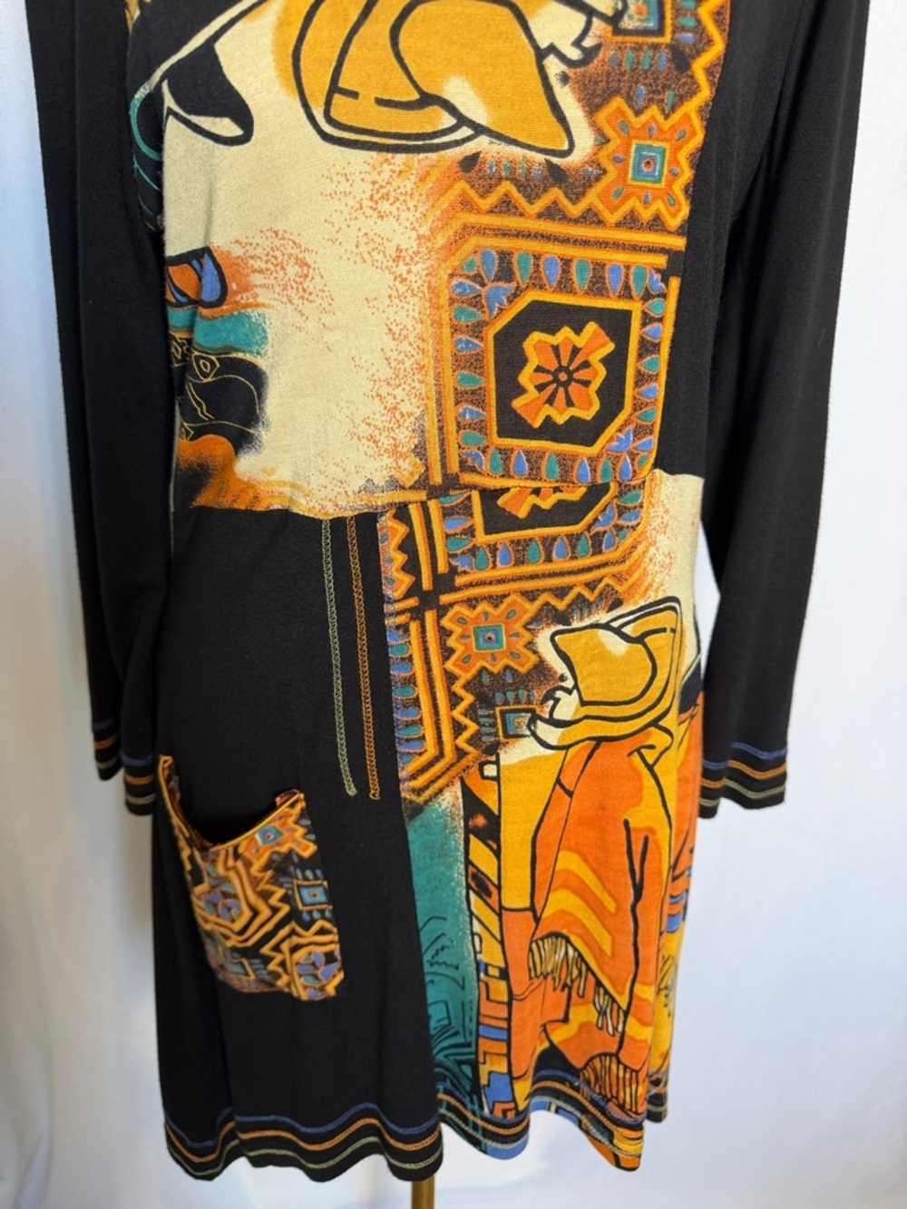 Parsley & Sage Patchwork Jersey Knit Tunic Top Dress Sz S Lagenlook Art to Wear - Picture 3 of 10